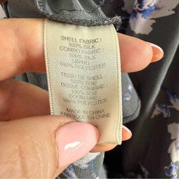 Rebecca Taylor gray silk floral v-neck sleeveless dress - size 8 (Medium) - Picture 5 of 5